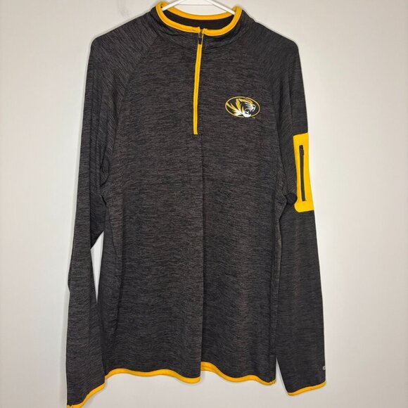MIZZOU Performance 1/4 Zip Mens M Gray Gold Long Sleeve Stretch - Picture 3 of 7